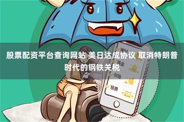 股票配资平台查询网站 美日达成协议 取消特朗普时代的钢铁关税