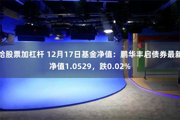 给股票加杠杆 12月17日基金净值：鹏华丰启债券最新净值1.0529，跌0.02%