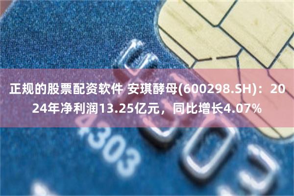 正规的股票配资软件 安琪酵母(600298.SH)：2024年净利润13.25亿元，同比增长4.07%